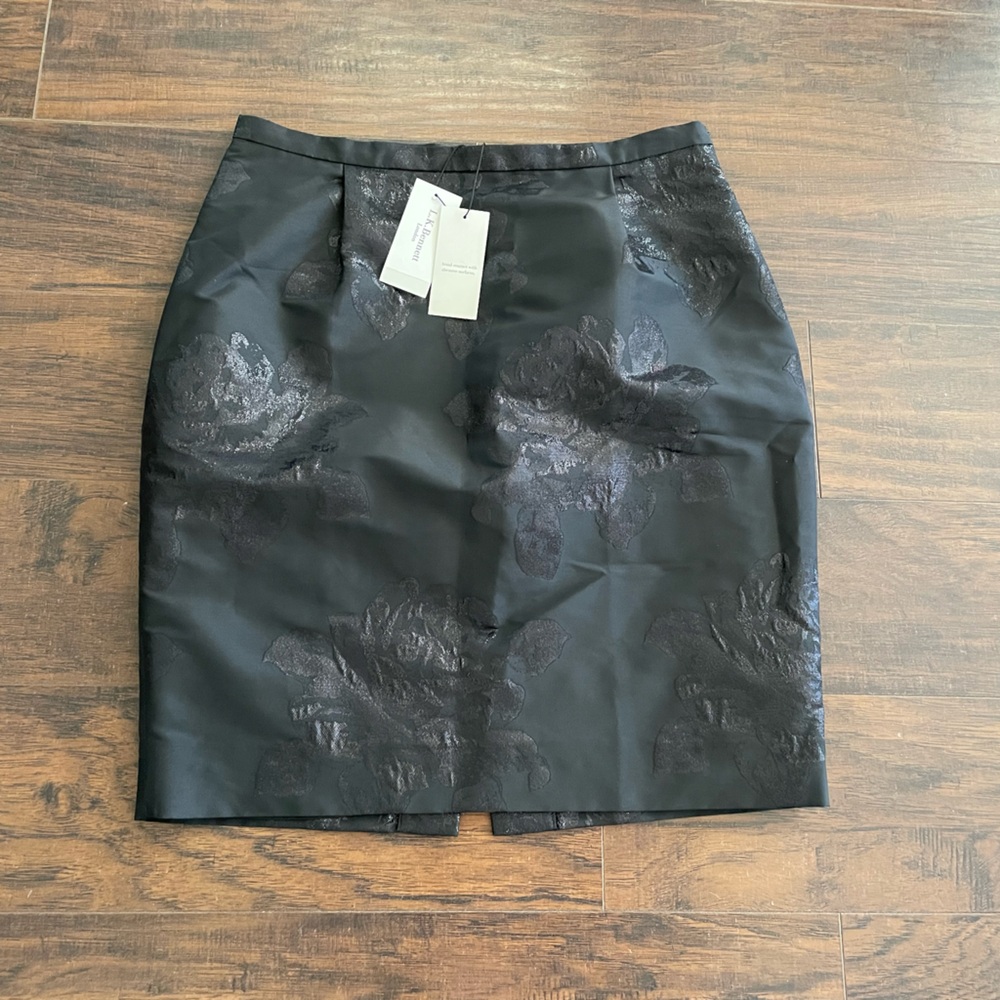 LK Bennet Black Skirt w Metallic Roses - Brand New! Size 10